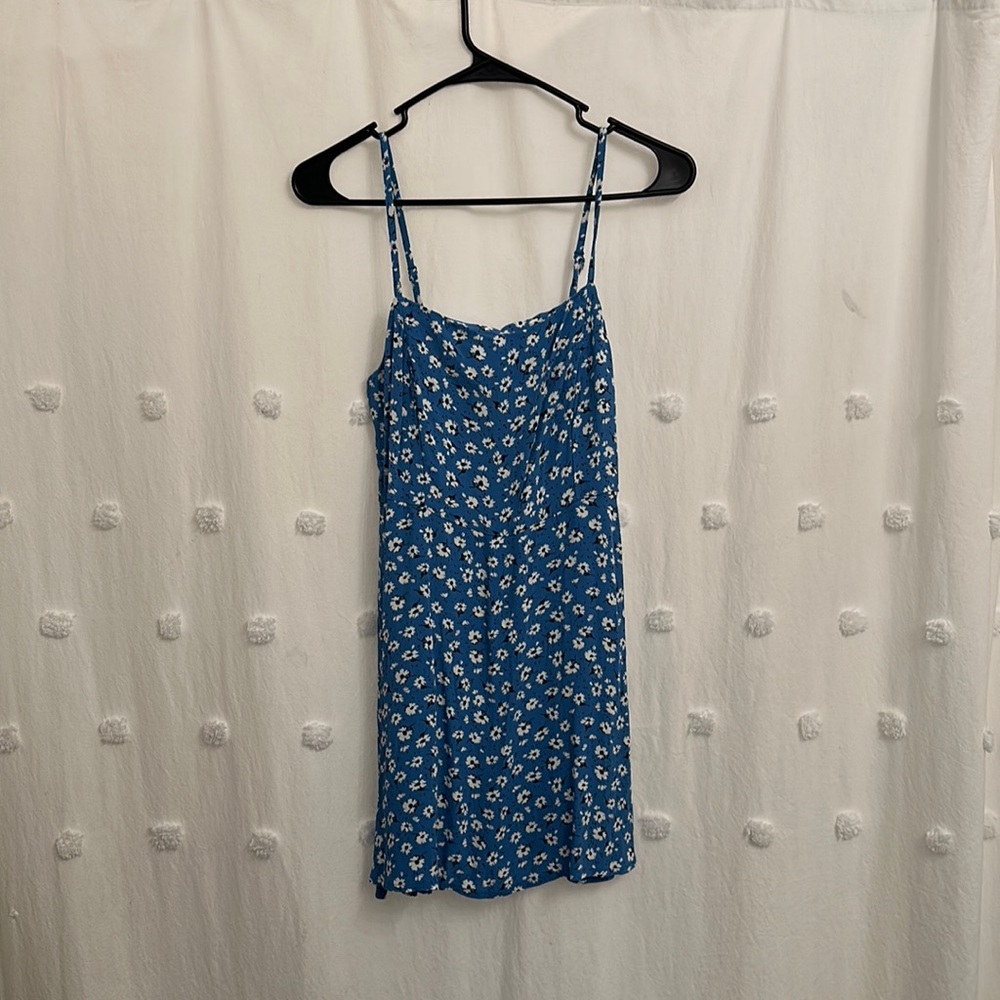Blue mini dress with white flowers!
